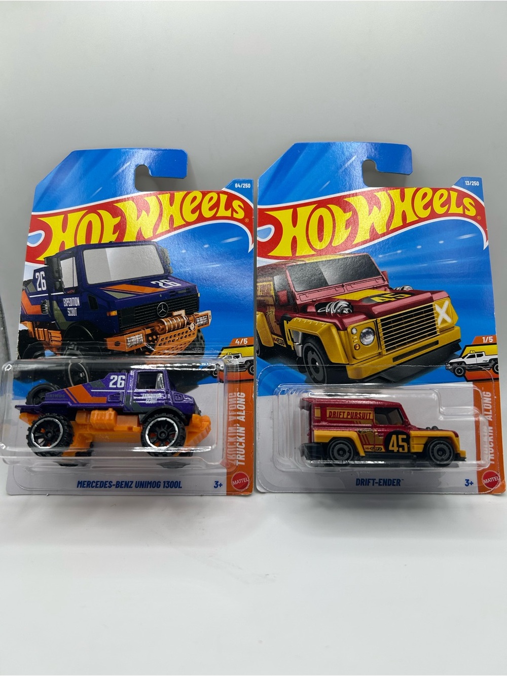 Hot Wheels Truckin’ Along Bundle Mercedes-Benz Unimog 1300L & Drift Ender 🔥🛞